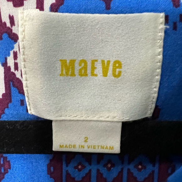 Maeve Aztec Blue print Blouse Size 2 - Picture 5 of 7